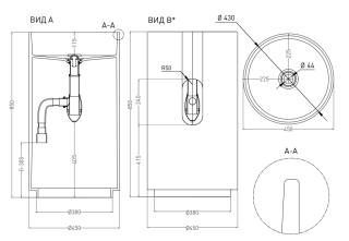 Напольная раковина Salini Armonia 01 S-Sense 130111G 45см белый глянцевый